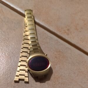 Gold Digital Watch with Red Display